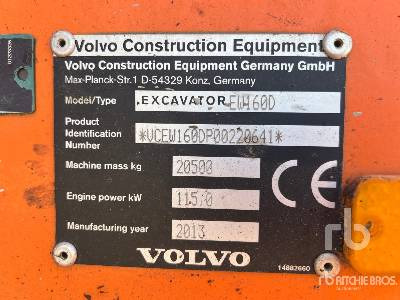 VOLVO EW160D Pelle Sur Pneus - Escavadeira de rodas: foto 5 VOLVO EW160D Pelle Sur Pneus - Escavadeira de rodas: foto 5