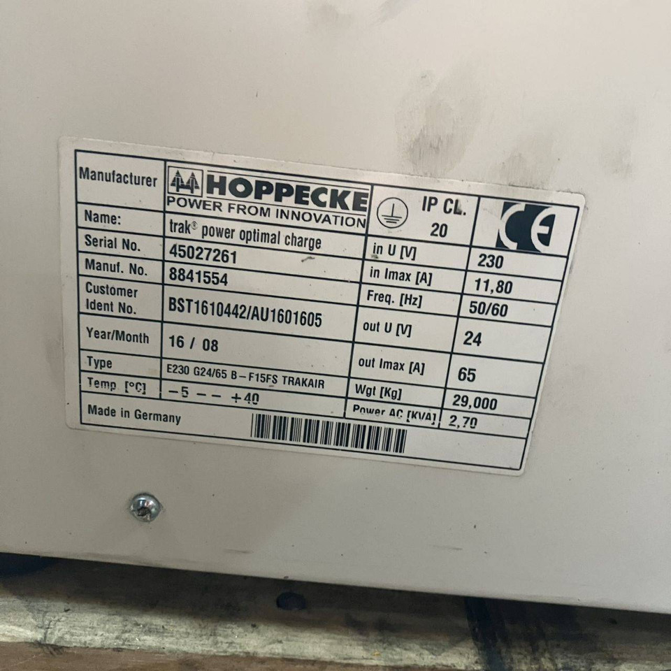 Hoppecke E230 G24/65 B-F15FS Trak power Optimal Charge (2) - Peça de reposição de Equipamento de movimentação: foto 5 Hoppecke E230 G24/65 B-F15FS Trak power Optimal Charge (2) - Peça de reposição de Equipamento de movimentação: foto 5