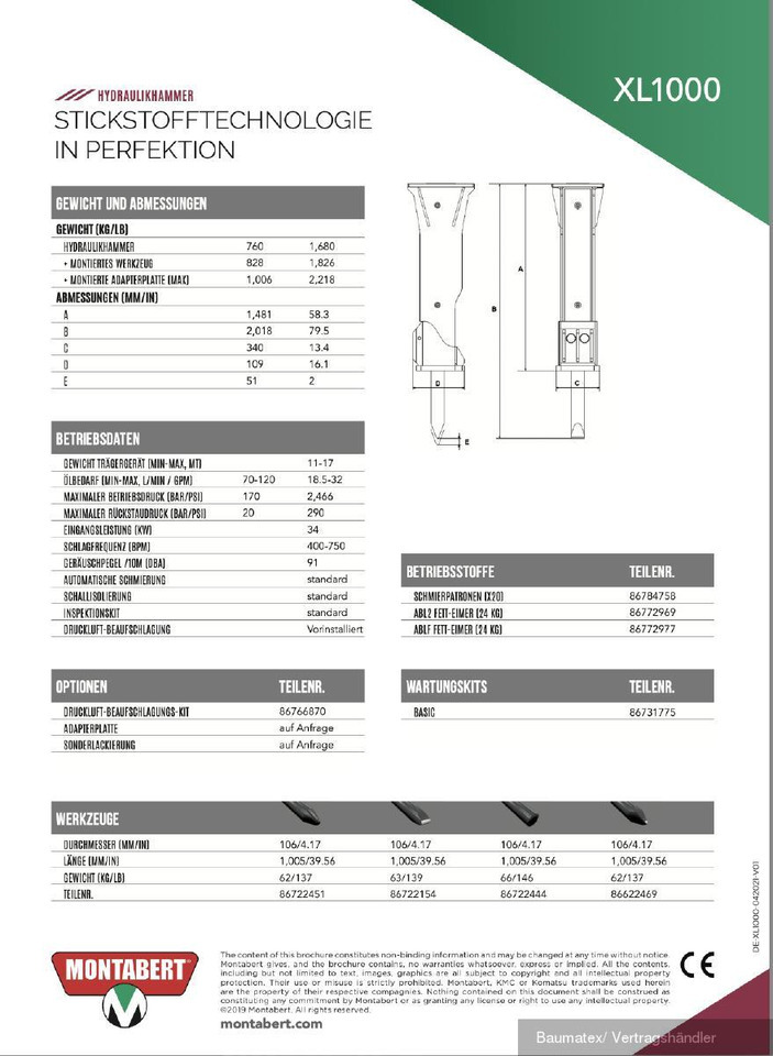 Montabert XL2700, XL1900, XL1700, XL1300, XL1000 - Martelo hidráulico de Máquina de construção: foto 4 Montabert XL2700, XL1900, XL1700, XL1300, XL1000 - Martelo hidráulico de Máquina de construção: foto 4