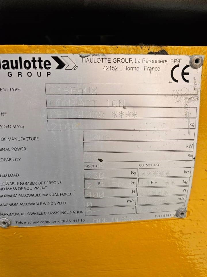 Haulotte Compact 10 N - Plataforma de Tijera/ Plataforma de tesoura: foto 5 Haulotte Compact 10 N - Plataforma de Tijera/ Plataforma de tesoura: foto 5