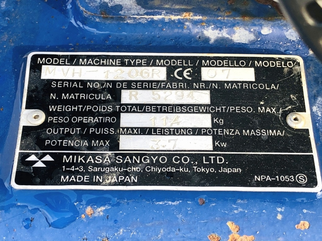 Diverses MIKASA MVH 120 GR (3932) - Placas vibratórias: foto 3 Diverses MIKASA MVH 120 GR (3932) - Placas vibratórias: foto 3