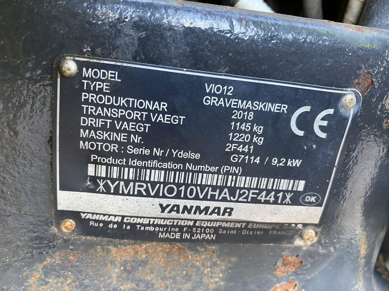 Mini escavadeira Yanmar VIO12: foto 12