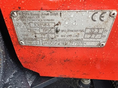 Mini escavadeira KUBOTA KX 018-4: foto 7