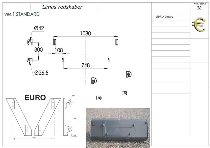 Limas Halmspyd 2 tænder EURO - Balde de Máquina de construção: foto 2 Limas Halmspyd 2 tænder EURO - Balde de Máquina de construção: foto 2