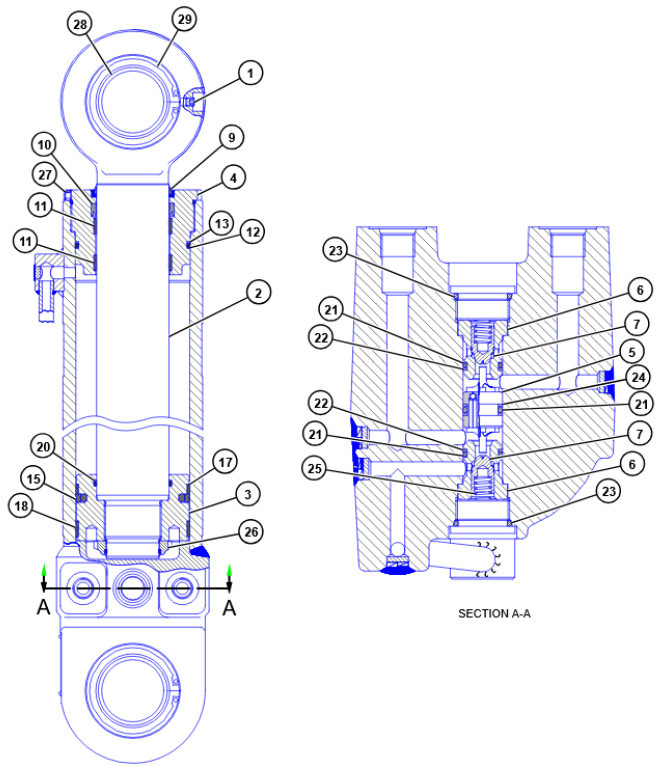 Caterpillar 2249320 - 5880812 - Cilindro hidráulico de Máquina de construção: foto 1 Caterpillar 2249320 - 5880812 - Cilindro hidráulico de Máquina de construção: foto 1
