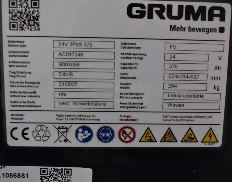 GRUMA 24 Volt 3 PzS 375 Ah - Bateria automotiva: foto 5 GRUMA 24 Volt 3 PzS 375 Ah - Bateria automotiva: foto 5