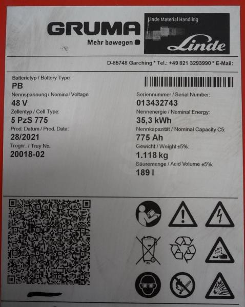 GRUMA 48 Volt 5 PzS 775 Ah - Bateria automotiva: foto 5 GRUMA 48 Volt 5 PzS 775 Ah - Bateria automotiva: foto 5