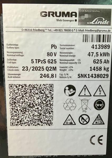 GRUMA 80 Volt 5 PzS 625 Ah - Bateria automotiva: foto 5 GRUMA 80 Volt 5 PzS 625 Ah - Bateria automotiva: foto 5
