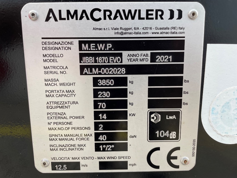 Almacrawler JIBBI 1670 EVO - Plataforma telescópica: foto 3 Almacrawler JIBBI 1670 EVO - Plataforma telescópica: foto 3
