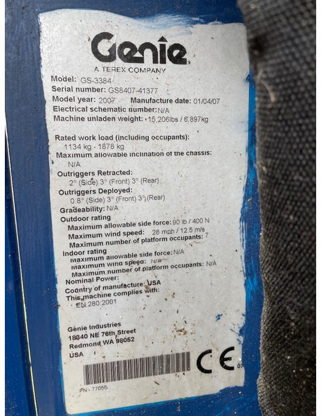 Genie GS 3384 RT - Plataforma de Tijera/ Plataforma de tesoura: foto 3 Genie GS 3384 RT - Plataforma de Tijera/ Plataforma de tesoura: foto 3