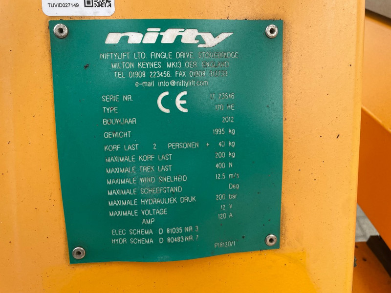 Niftylift 170 H E - Plataforma de elevaçao rebocável: foto 3 Niftylift 170 H E - Plataforma de elevaçao rebocável: foto 3