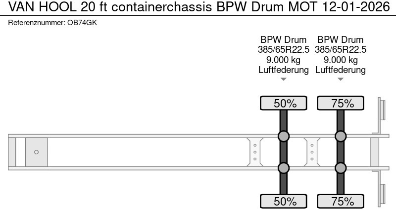 Semireboque transportador de contêineres/ Caixa móvel Van Hool 20 ft containerchassis BPW Drum MOT 12-01-2026: foto 18 Semireboque transportador de contêineres/ Caixa móvel Van Hool 20 ft containerchassis BPW Drum MOT 12-01-2026: foto 18