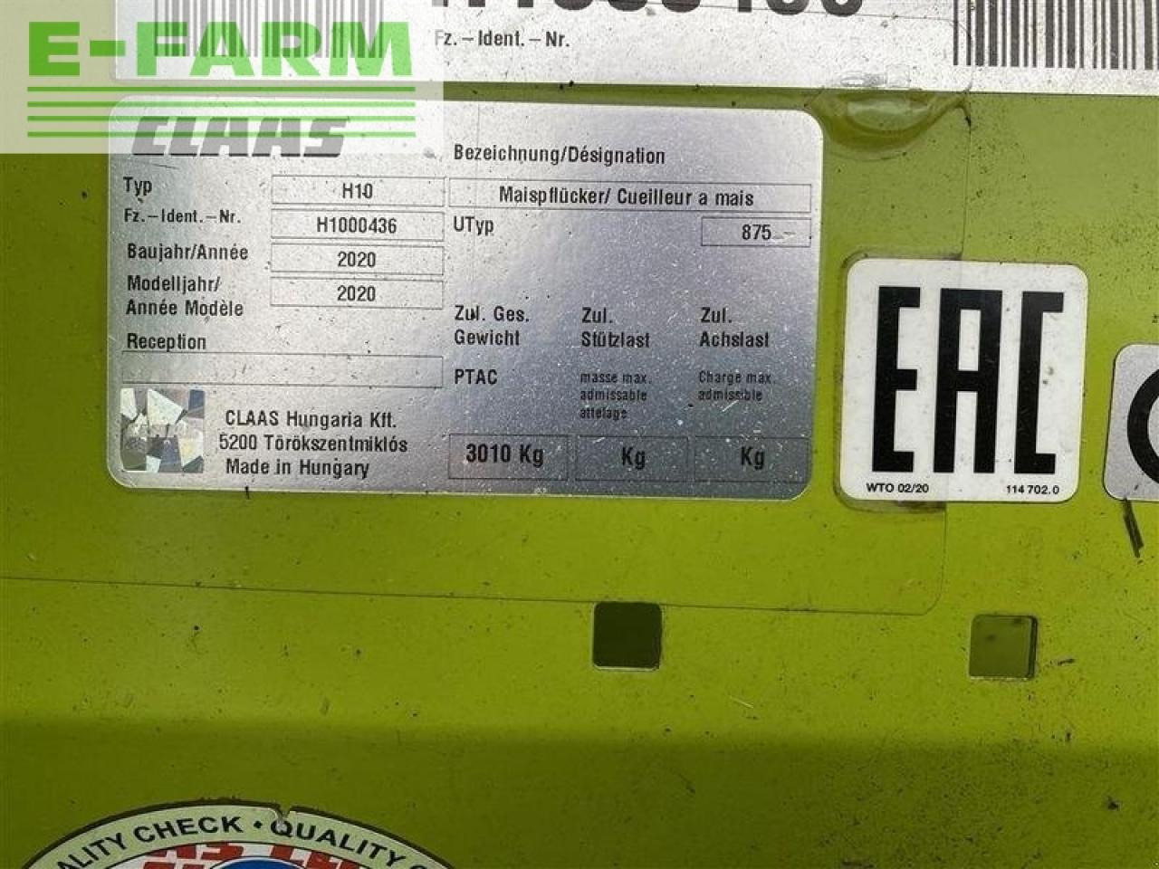 Acessórios para Colhedora de forragem CLAAS corio 875 fc conspeed: foto 10