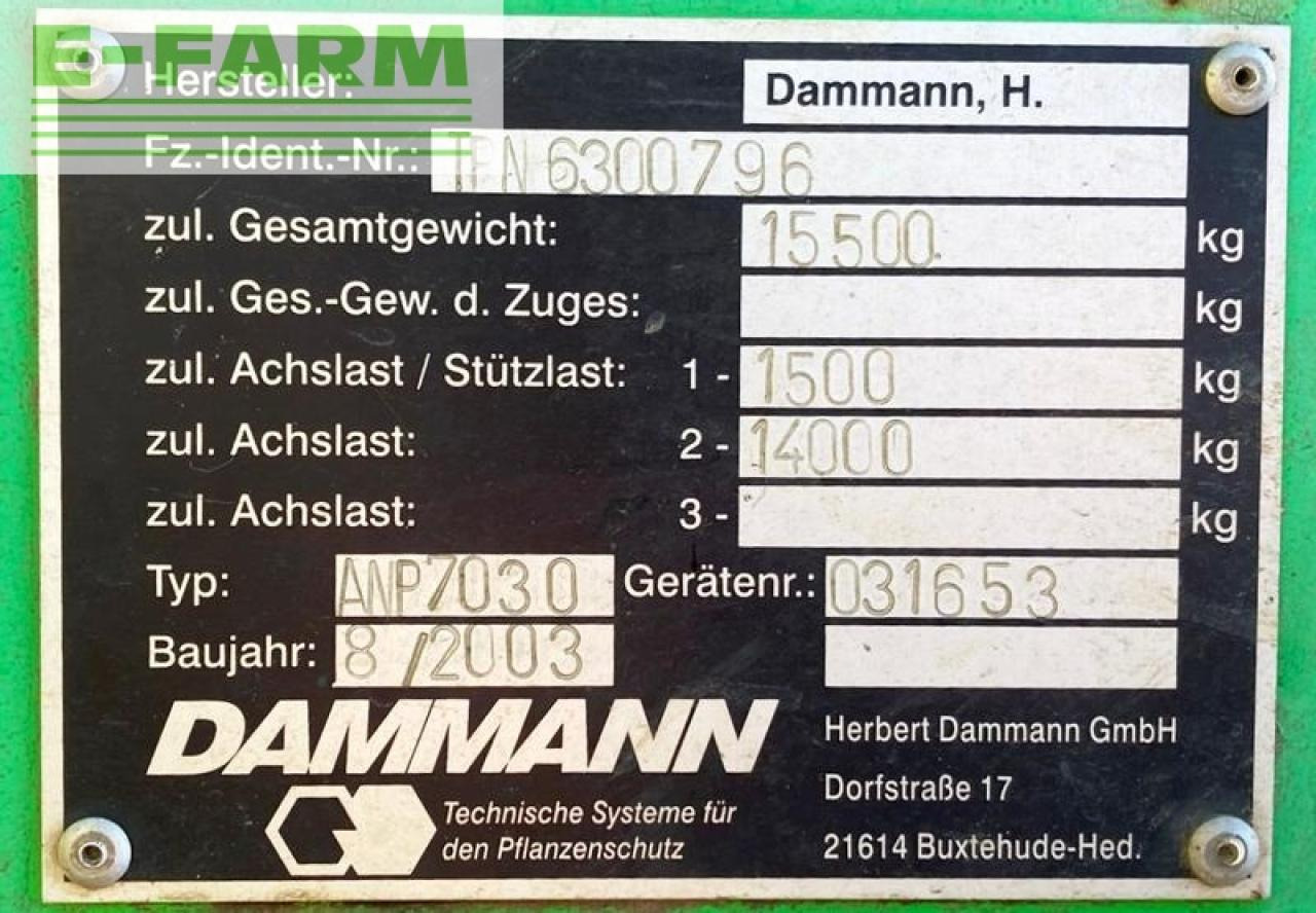 Pulverizador de arrastar Dammann anp 7030 profi class - tandemspritze 30m: foto 19