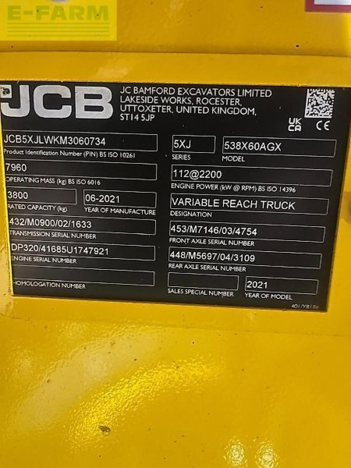 Empilhador telescópico JCB 538-60: foto 11