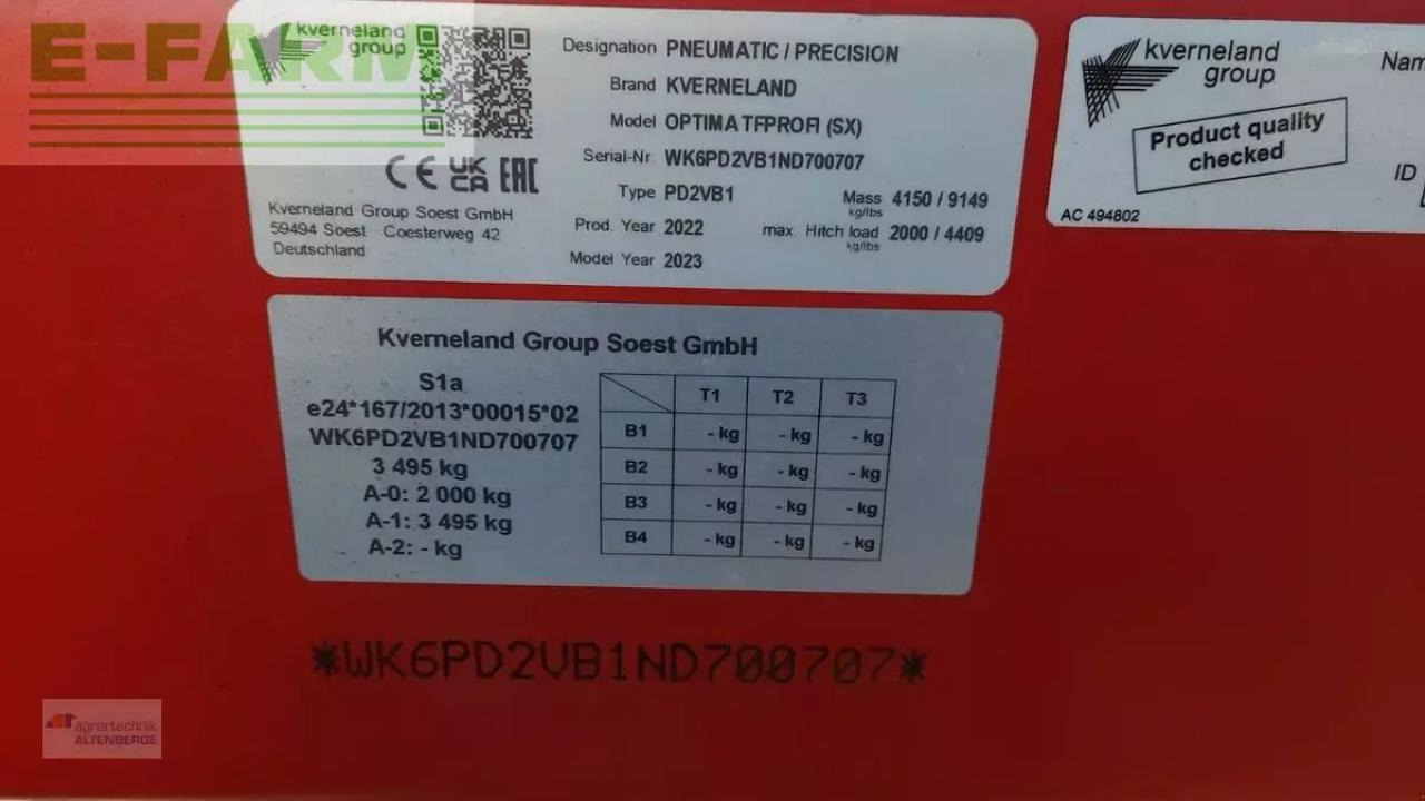 Semeadora de precisão Kverneland optima tf profi: foto 8
