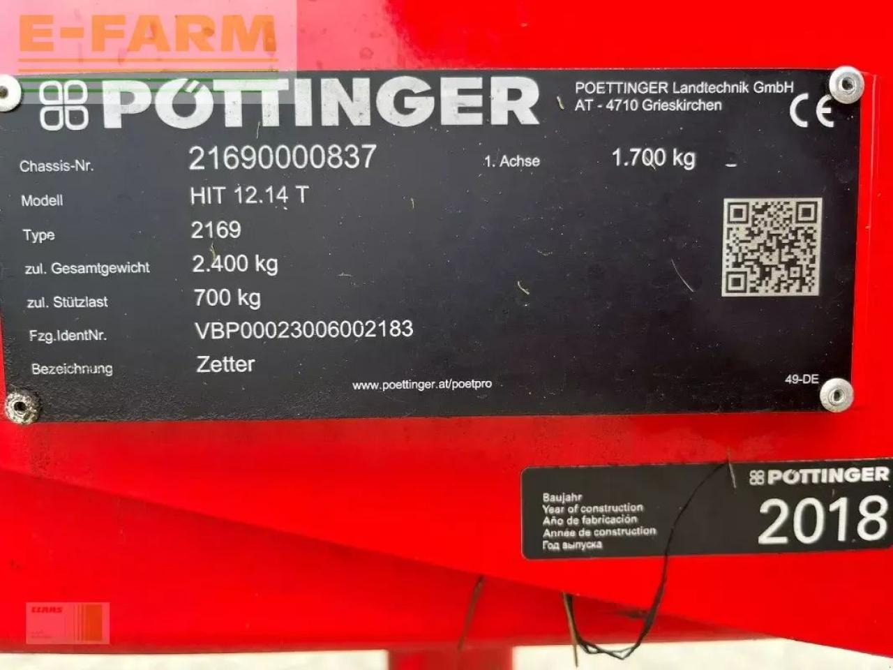 Pöttinger hit 12.14 t - Ancinho enleirador: foto 4 Pöttinger hit 12.14 t - Ancinho enleirador: foto 4