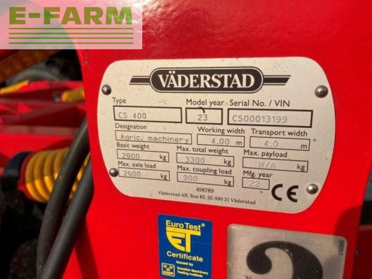 Väderstad cultus cs 400 - Cultivador: foto 5 Väderstad cultus cs 400 - Cultivador: foto 5