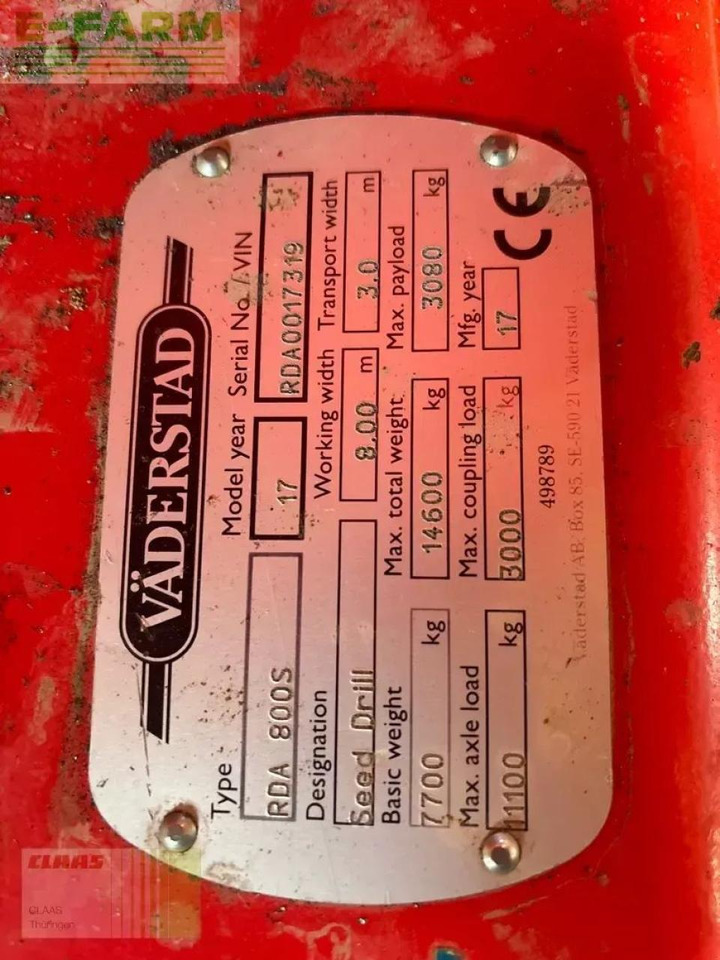 Väderstad rapid rda 800 s - Semeadeira: foto 3 Väderstad rapid rda 800 s - Semeadeira: foto 3