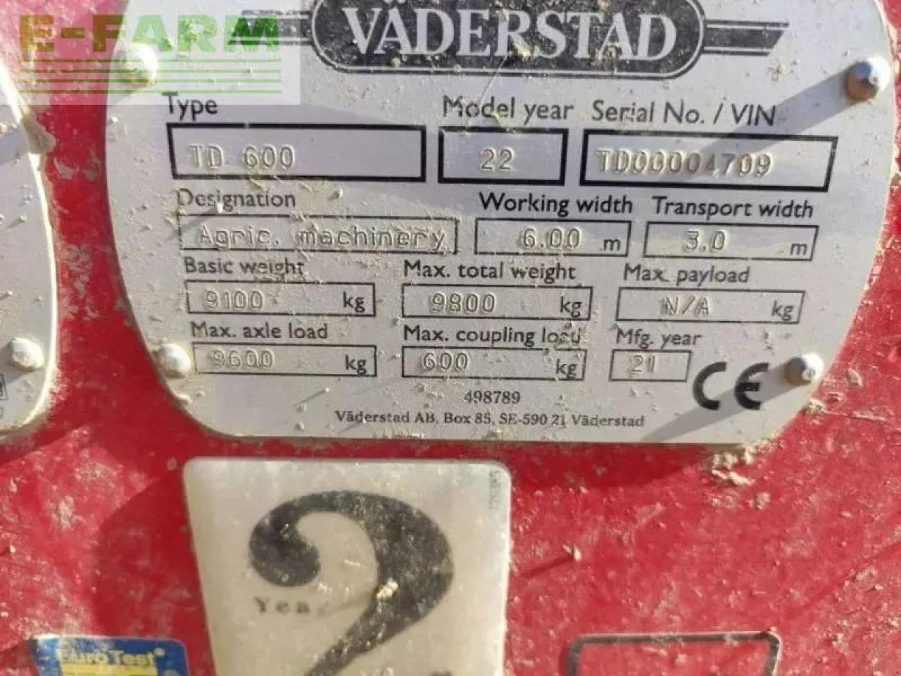 Väderstad td600 - Cultivador: foto 2 Väderstad td600 - Cultivador: foto 2