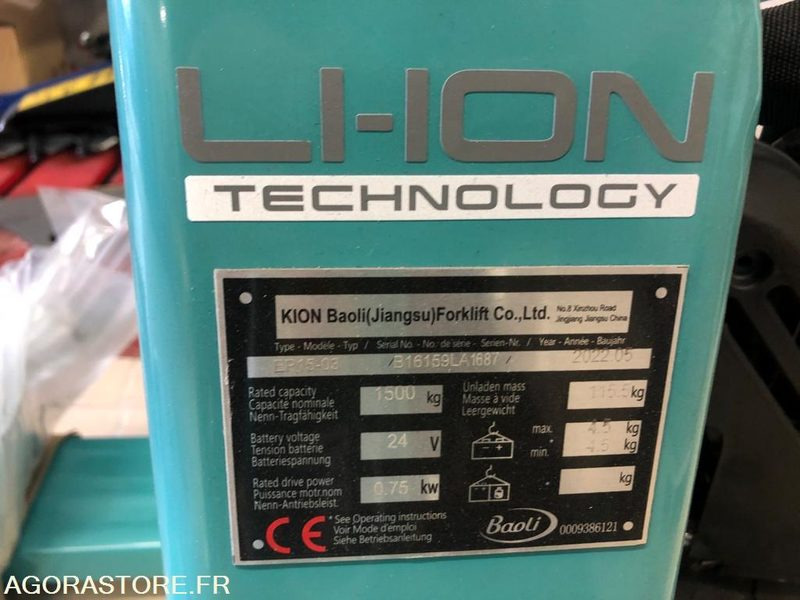 1 Transpalette Electrique 1500 Kg BAOLI - NEUF - Equipamento de construção: foto 3 1 Transpalette Electrique 1500 Kg BAOLI - NEUF - Equipamento de construção: foto 3