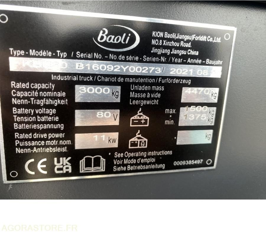 Chariot élévateur NEUF BAOLI KBE30N 3T ELECTRIQUE - Empilhadeira elétrica: foto 3 Chariot élévateur NEUF BAOLI KBE30N 3T ELECTRIQUE - Empilhadeira elétrica: foto 3