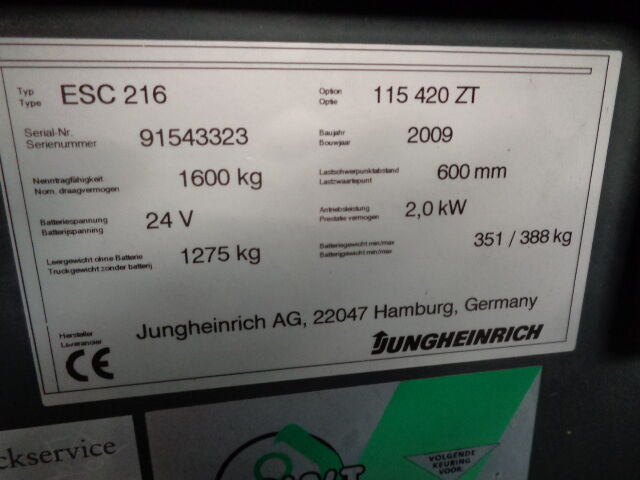 Jungheinrich ESC 216 - Máquina de outro: foto 3 Jungheinrich ESC 216 - Máquina de outro: foto 3