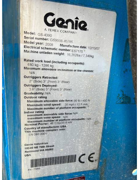 Plataforma de Tijera/ Plataforma de tesoura Genie GS4390 RT diesel 4x4 15m (1541): foto 10