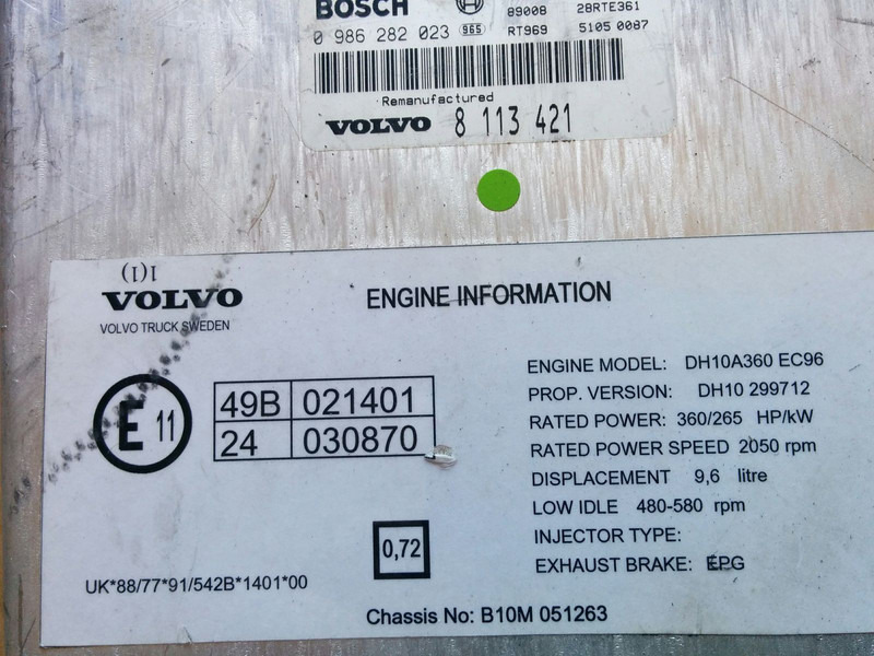 Volvo Bosh 0986282023 . /1209/ - Centralina electrónica: foto 1 Volvo Bosh 0986282023 . /1209/ - Centralina electrónica: foto 1