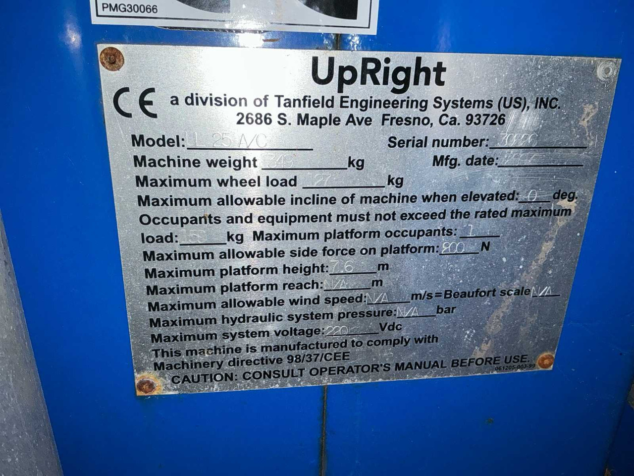 2007 UPRIGHT LL25 A-C AERIAL WORK PLATFORM - Plataforma aérea: foto 2 2007 UPRIGHT LL25 A-C AERIAL WORK PLATFORM - Plataforma aérea: foto 2
