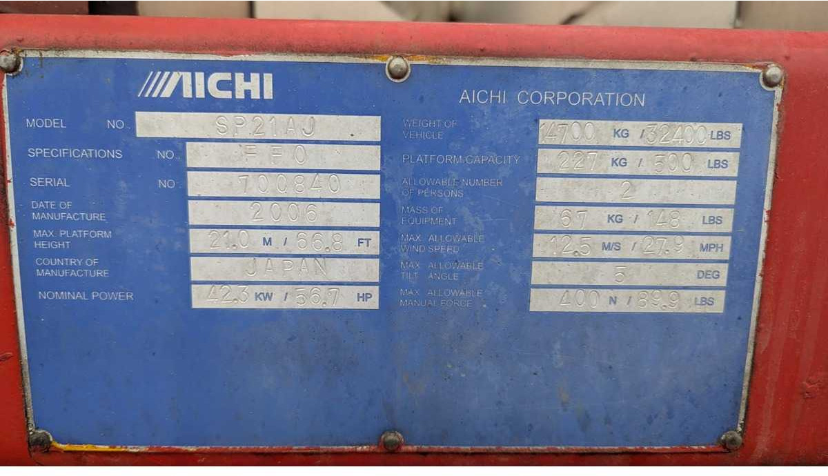 Aichi SP 21 AJ - Plataforma aérea: foto 5 Aichi SP 21 AJ - Plataforma aérea: foto 5