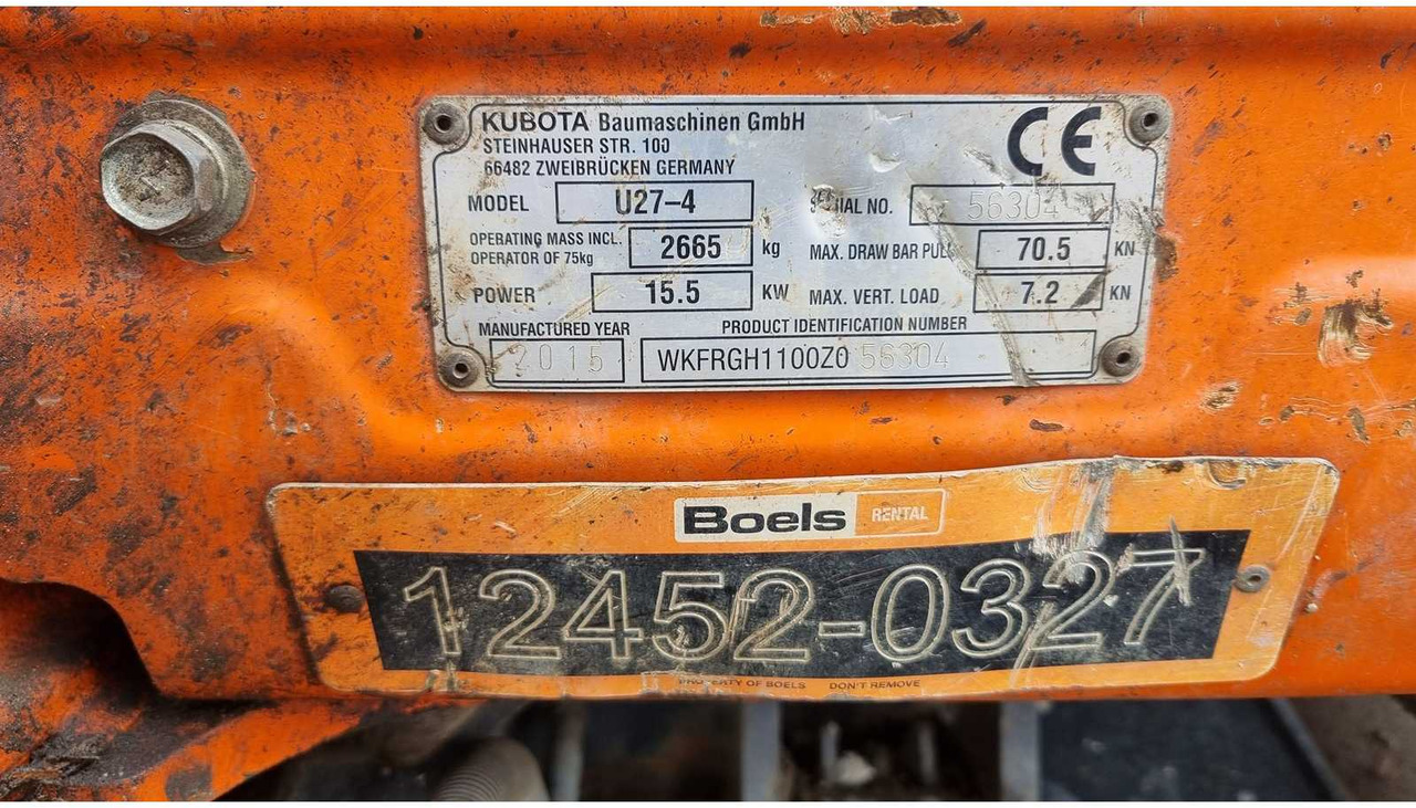 Mini escavadeira KUBOTA U27-4: foto 6