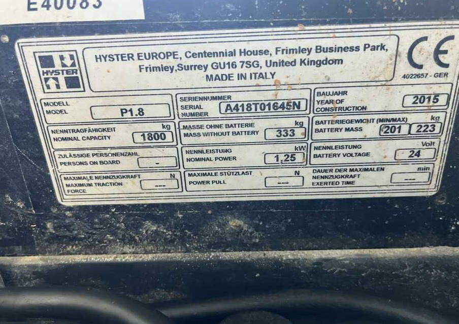 Hyster P1.8 - Porta-palete: foto 4 Hyster P1.8 - Porta-palete: foto 4