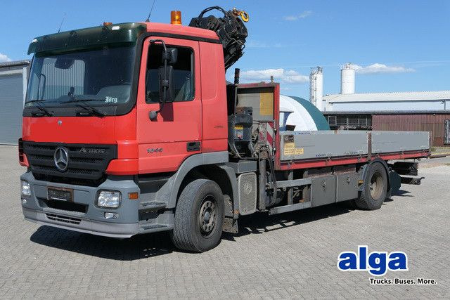 Mercedes-Benz 1844 L Actros 4x2, Hiab 144E-3, Funk, Voll-Luft - Camião de caixa aberta/ Plataforma, Caminhão grua: foto 1 Mercedes-Benz 1844 L Actros 4x2, Hiab 144E-3, Funk, Voll-Luft - Camião de caixa aberta/ Plataforma, Caminhão grua: foto 1