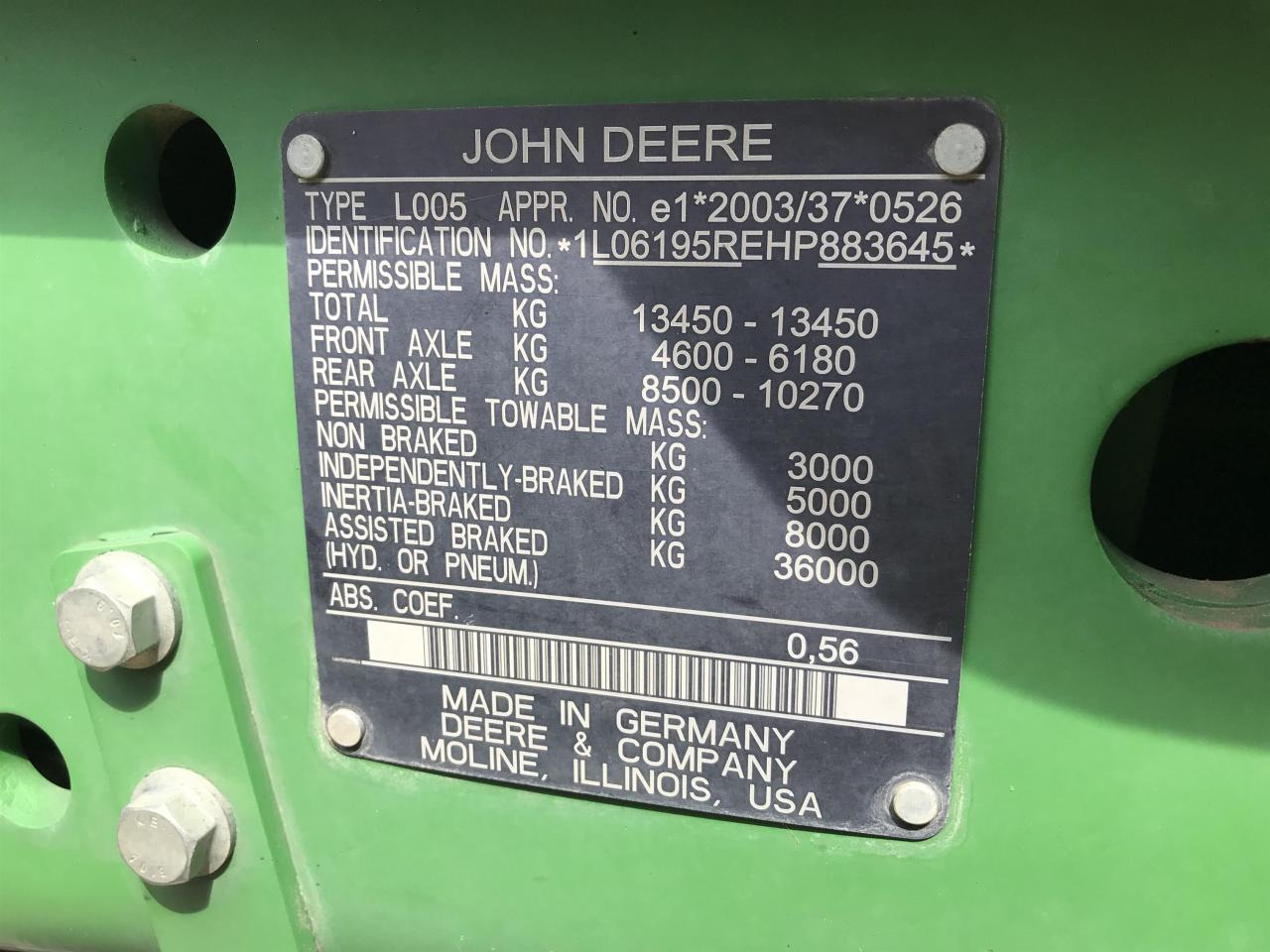 Trator John Deere 6195R: foto 10