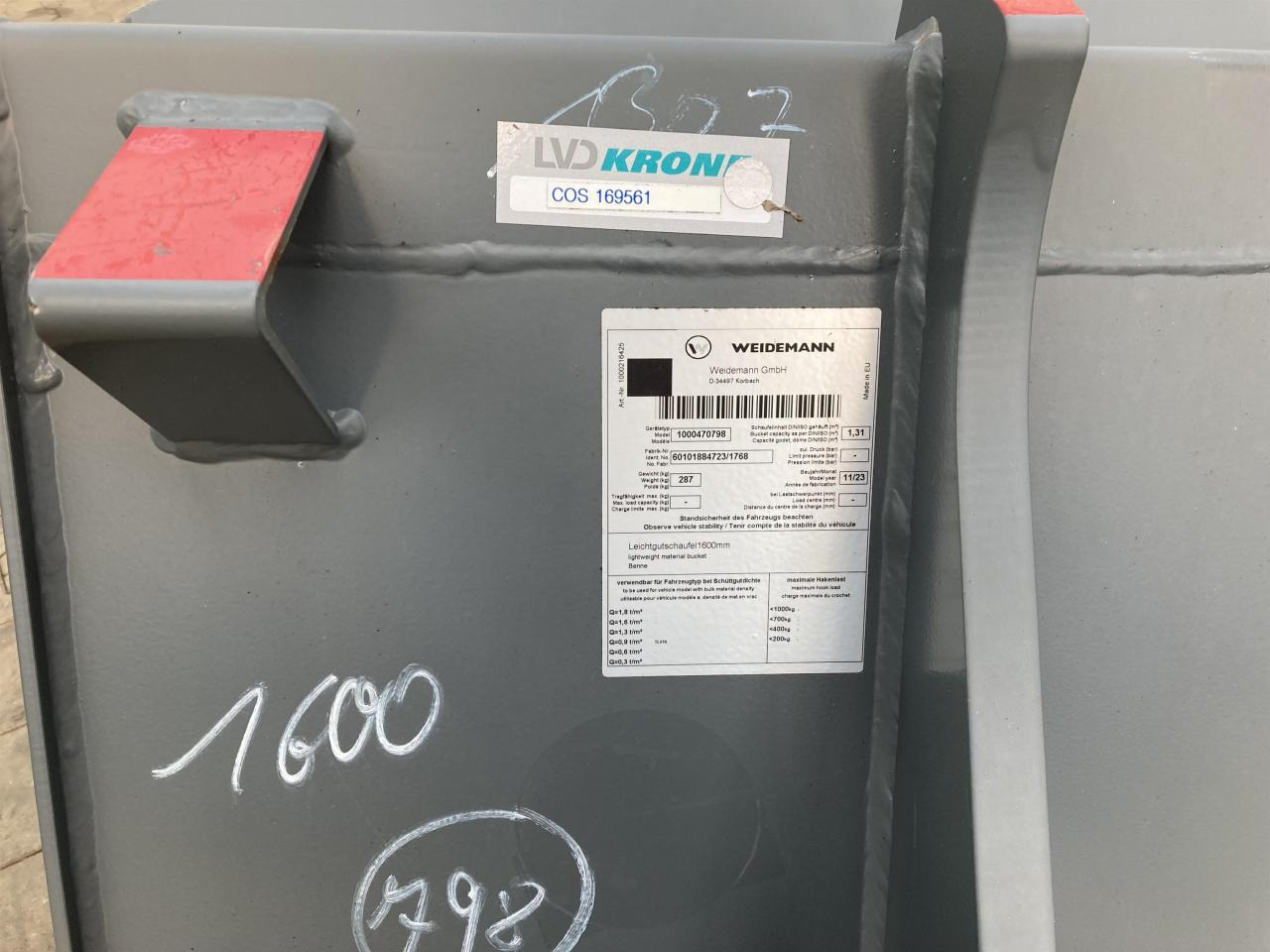 Kramer 1600 mm - Balde: foto 5 Kramer 1600 mm - Balde: foto 5