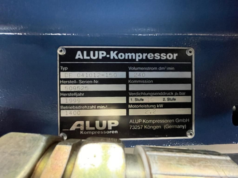 Alup 2.2 kW 240 L / min 10 Bar Elektrische Zuigercompressor op ketel - Compressor de ar: foto 3 Alup 2.2 kW 240 L / min 10 Bar Elektrische Zuigercompressor op ketel - Compressor de ar: foto 3