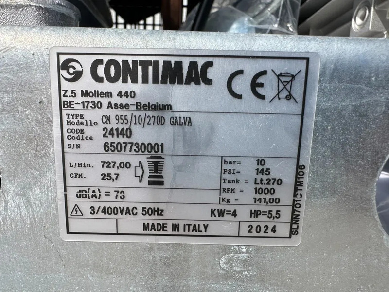 Contimac CM 955 / 10 / 270D Galva 4 kW 950 L / min 10 Bar Zuigercompressor Agri Gegalvaniseerd - Compressor de ar: foto 3 Contimac CM 955 / 10 / 270D Galva 4 kW 950 L / min 10 Bar Zuigercompressor Agri Gegalvaniseerd - Compressor de ar: foto 3