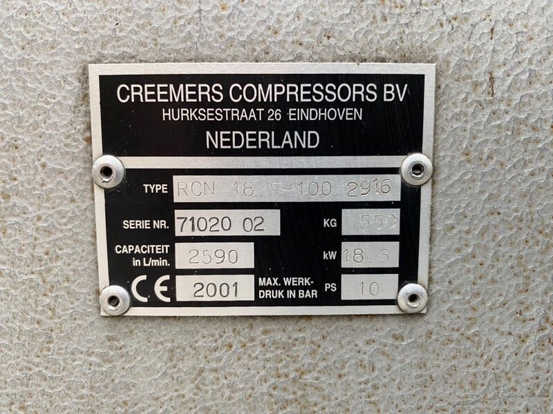 Creemers RCN 18.5-100 18.5 kW 2590 L / min 10 Bar Silent Elektrische Schroefcompressor - Compressor de ar: foto 3 Creemers RCN 18.5-100 18.5 kW 2590 L / min 10 Bar Silent Elektrische Schroefcompressor - Compressor de ar: foto 3