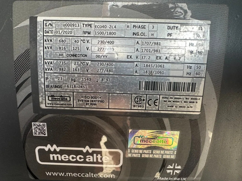 Gerador elétrico Doosan Mecc Alte Spa 680 kVA Silent generatorset as New Demo 2021 !: foto 12 Gerador elétrico Doosan Mecc Alte Spa 680 kVA Silent generatorset as New Demo 2021 !: foto 12