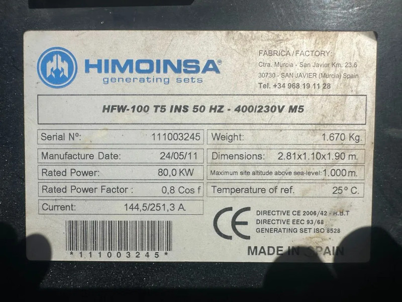 Himoinsa HFW 100 T5 Iveco Mecc Alte Spa 100 kVA Silent generatorset - Gerador elétrico: foto 5 Himoinsa HFW 100 T5 Iveco Mecc Alte Spa 100 kVA Silent generatorset - Gerador elétrico: foto 5