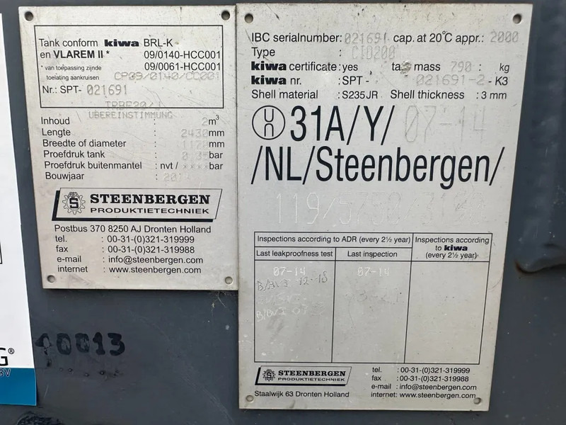 IBC Steenbergen Kiwa IBC 2000 liter dieseltank met handpomp Milieutank - Depósito de armazenamento: foto 3 IBC Steenbergen Kiwa IBC 2000 liter dieseltank met handpomp Milieutank - Depósito de armazenamento: foto 3