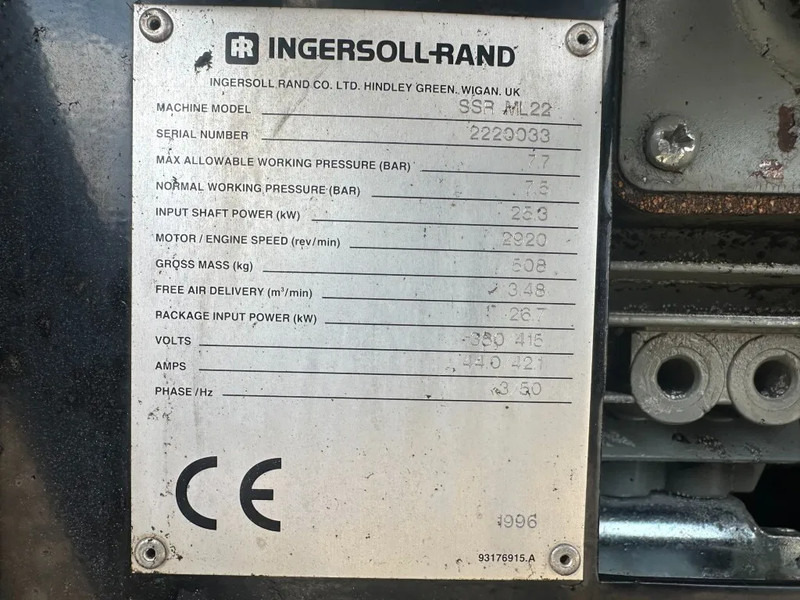Ingersoll Rand SSR ML22 Elektrische Schroefcompressor 25 kW 3480 L / min 7.5 Bar - Compressor de ar: foto 4 Ingersoll Rand SSR ML22 Elektrische Schroefcompressor 25 kW 3480 L / min 7.5 Bar - Compressor de ar: foto 4