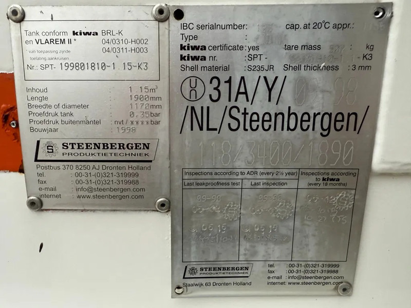 Kiwa IBC Steenbergen 1150 liter Kiwa IBC Dieseltank met handpomp - Contêiner marítimo: foto 3 Kiwa IBC Steenbergen 1150 liter Kiwa IBC Dieseltank met handpomp - Contêiner marítimo: foto 3