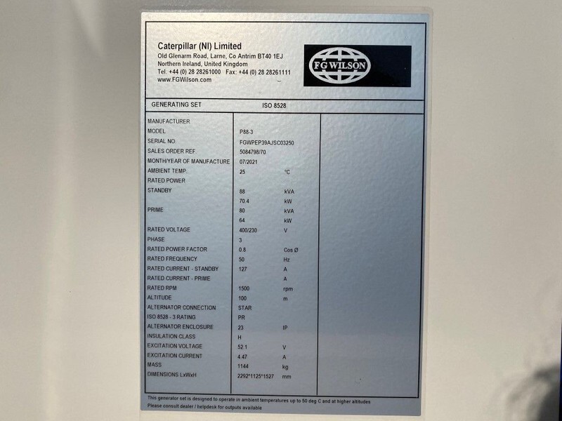 Perkins 1104A-44T FG Wilson 88 kVA Supersilent generatorset New ! - Gerador elétrico: foto 4 Perkins 1104A-44T FG Wilson 88 kVA Supersilent generatorset New ! - Gerador elétrico: foto 4