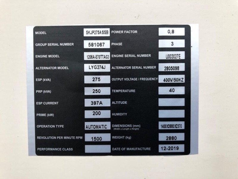 Perkins 275 kVA Supersilent generatorset - Gerador elétrico: foto 5 Perkins 275 kVA Supersilent generatorset - Gerador elétrico: foto 5