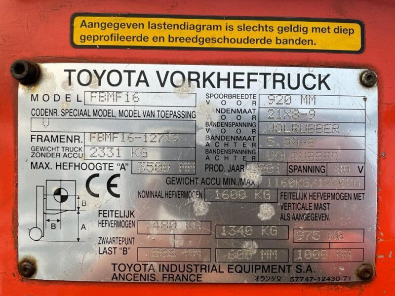 Toyota 1.6 ton FBMF16 Duplex Sideshift Elektra Heftruck - Empilhadeira elétrica: foto 4 Toyota 1.6 ton FBMF16 Duplex Sideshift Elektra Heftruck - Empilhadeira elétrica: foto 4