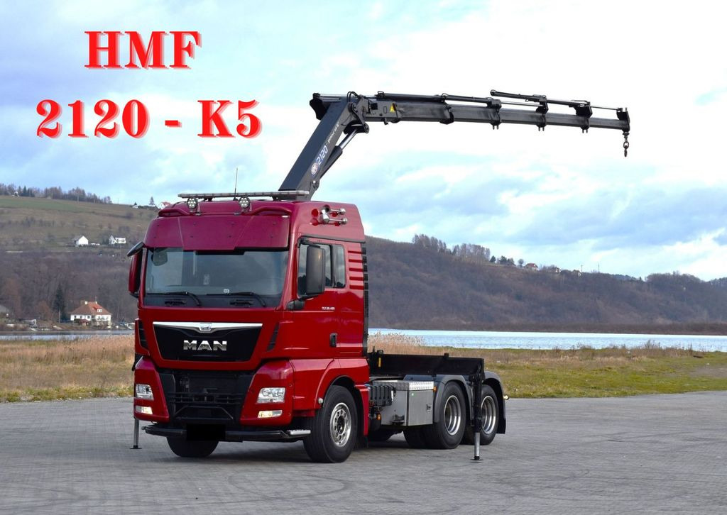 MAN TGX 28.480 Sattelzugmaschine + HMF 2120 K5/FUNK MAN TGX 28.480 Sattelzugmaschine + HMF 2120 K5/FUNK - Caminhão grua: foto 1 MAN TGX 28.480 Sattelzugmaschine + HMF 2120 K5/FUNK MAN TGX 28.480 Sattelzugmaschine + HMF 2120 K5/FUNK - Caminhão grua: foto 1