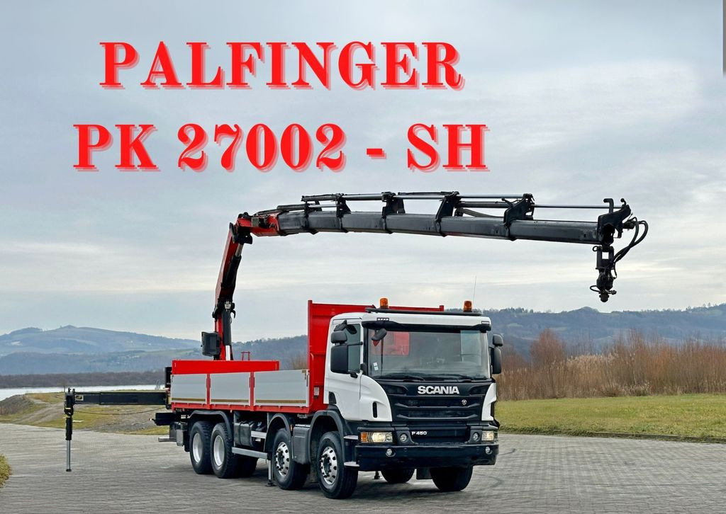 Scania P 450 * PK 27002 - SH + FUNK * 8x4 * TOPZUSTAND - Caminhão grua, Camião de caixa aberta/ Plataforma: foto 1 Scania P 450 * PK 27002 - SH + FUNK * 8x4 * TOPZUSTAND - Caminhão grua, Camião de caixa aberta/ Plataforma: foto 1