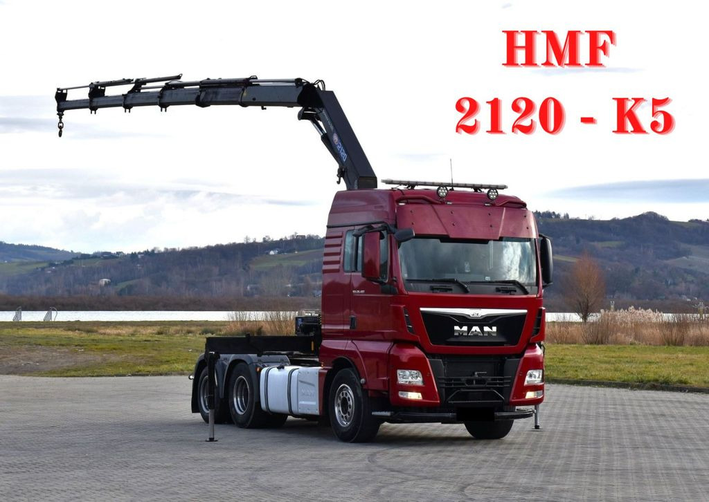 MAN TGX 28.480 Sattelzugmaschine + HMF 2120 K5/FUNK - Tractor: foto 1 MAN TGX 28.480 Sattelzugmaschine + HMF 2120 K5/FUNK - Tractor: foto 1
